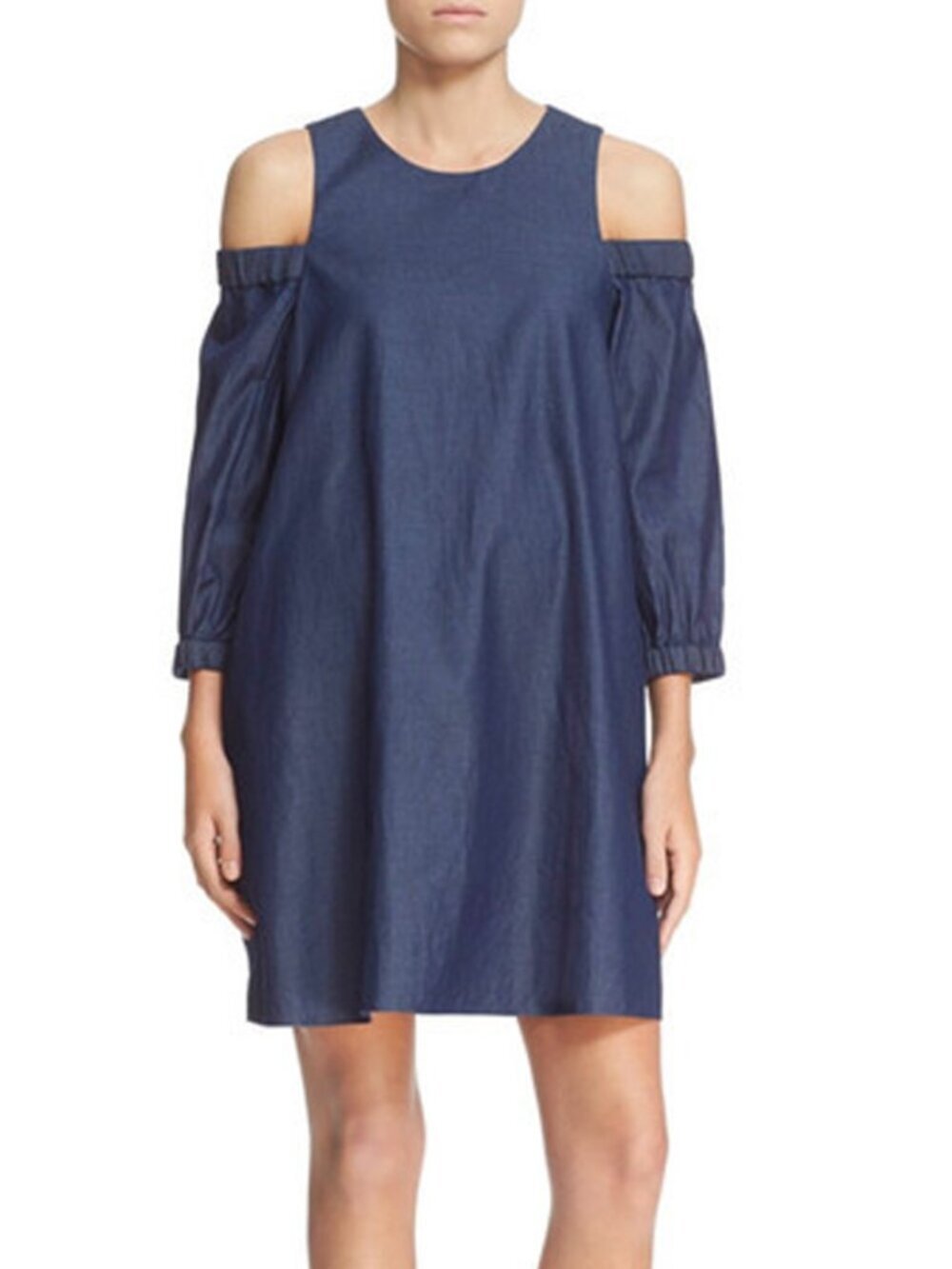 Tibi Cold Shoulder Chambray Mini Shift Dress NWT NEW Size 4